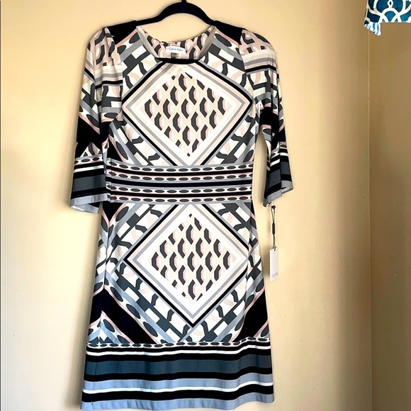 Calvin Klein NEW Black Pink White Sheath Dress 2 - Picture 2 of 8